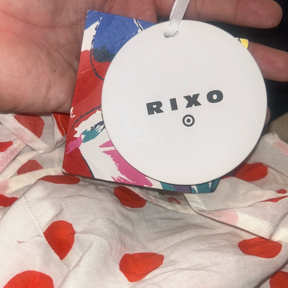 RIXO Polka Dot Ruffle Wrap Dress - Cream with Dots sz XS - Picture 11 of 11